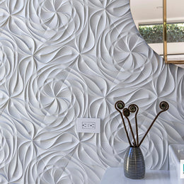 Contourz Trifecta in Sea Salt on bathroom wall and shower surround
