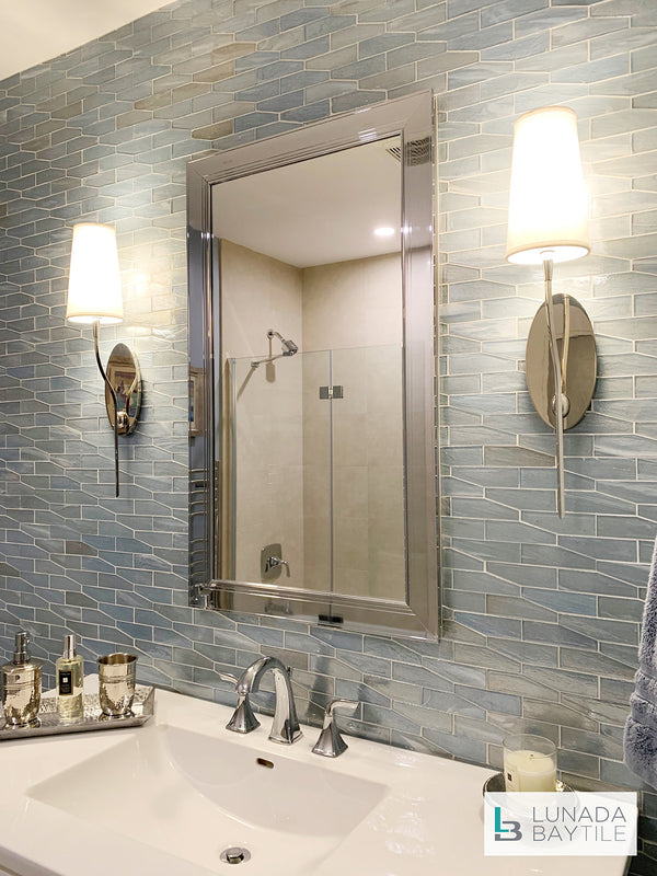 Bathroom with Luce Clipper in Aero Pearl by Lunada Bay Tile