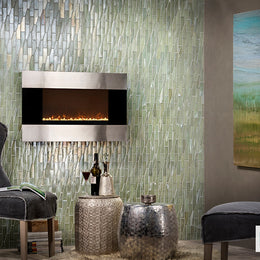 Fireplace wall w/ Luce Clipper in Bamboo Garden Pearl by LBT