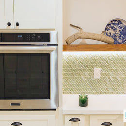Kitchen with Luce Feather in Bamboo Garden Silk by Lunada Bay Tile