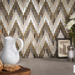 Kitchen with Textile Bargello pattern in Mica by Lunada Bay Tile