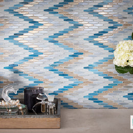 Backsplash with Textile Bargello in Morning Light by Lunada Bay Tile