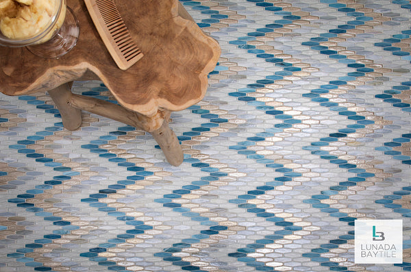 Powder Room featuring Textile Bargello in Morning Light by Lunada Bay Tile