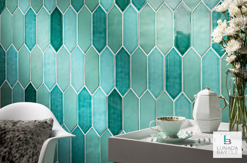Living Space wall with Watercolors Picket O'keefe by Lunada Bay Tile