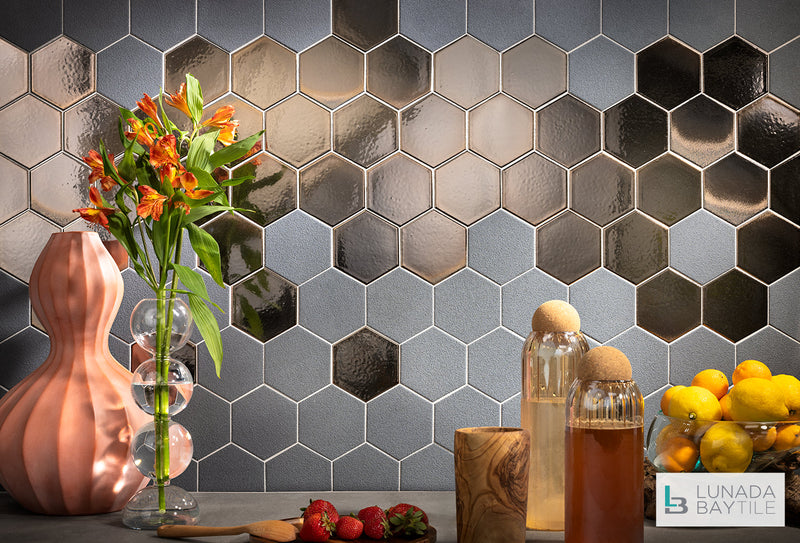 Graphite 4" Hex in Molten Bronze and Black Iron