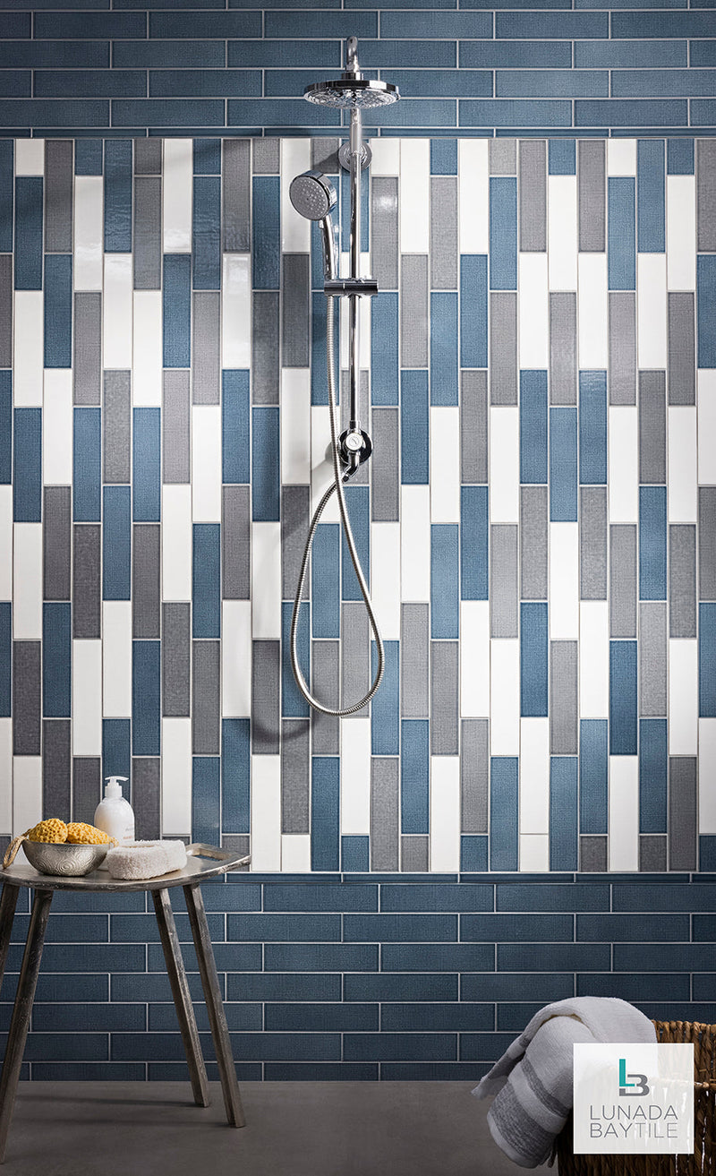 Linen Ceramic Tile Color Blend in shower by Lunada Bay Tile