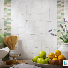 Kitchen with 3x4 Trapezoid in All in White and Trapezium in Medina - Lunada Bay Tile