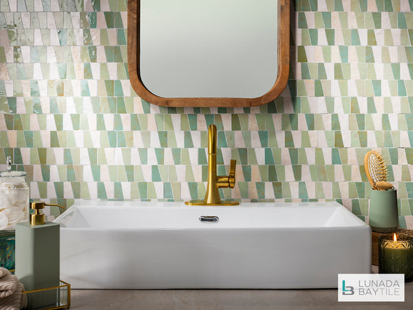 Bathroom with Mistral Trapezium in Medina by Lunada Bay Tile